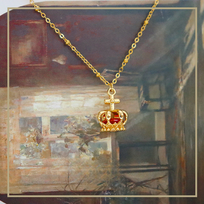 Classic Vintage Crown Pendant Women's Necklace - jewelryweilin