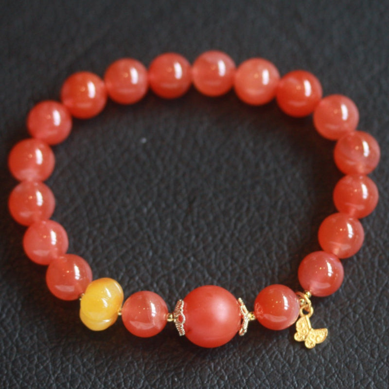 Natural Baoshan Nanhong Agate Bracelet