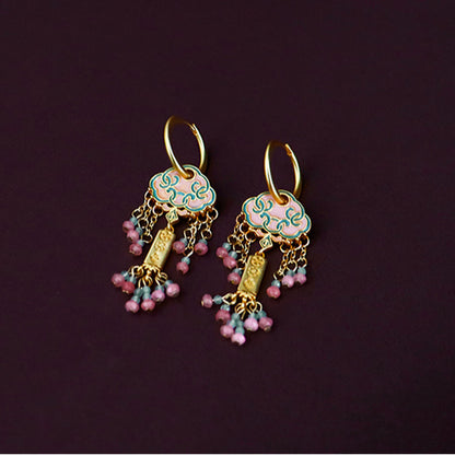 Chinese ancient retro colorful oil drop earrings - jewelryweilin