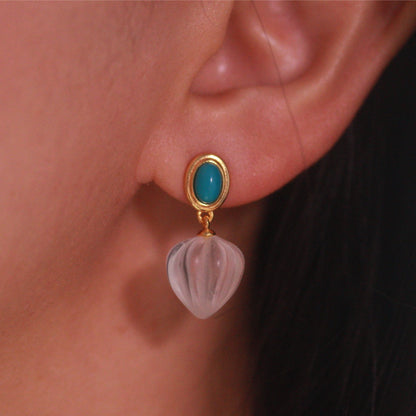 Natural Turquoise and Clear Quartz Earrings