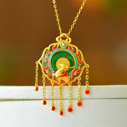 925 Silver Inlaid Nephrite "A Brilliant Journey" Pendant