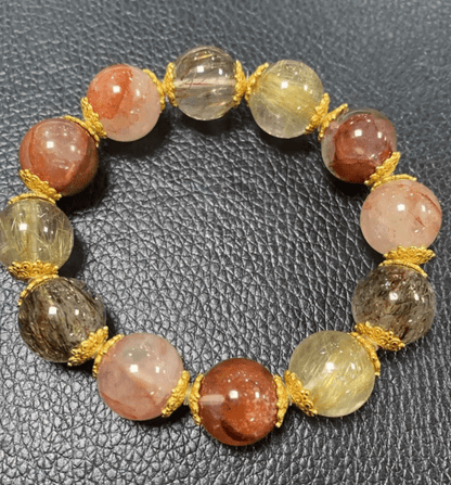 Black gold super seven - gold rutilated crystal multi - treasure bracelet - jewelry - weilin.com