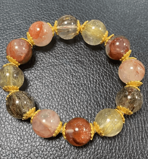 Black gold super seven - gold rutilated crystal multi - treasure bracelet - jewelry - weilin.com