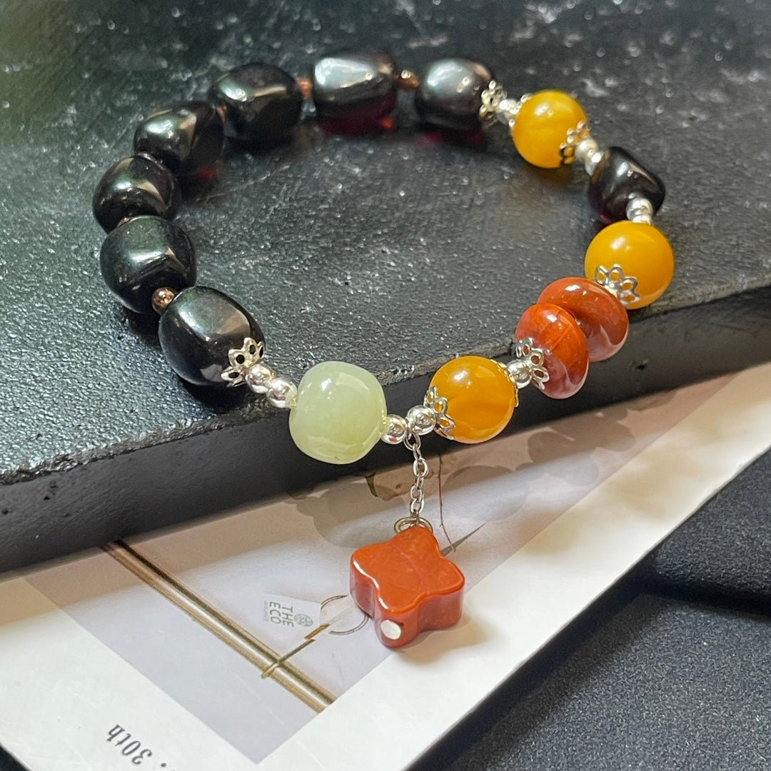 Blood amber beeswax bracelet - jewelry - weilin.com