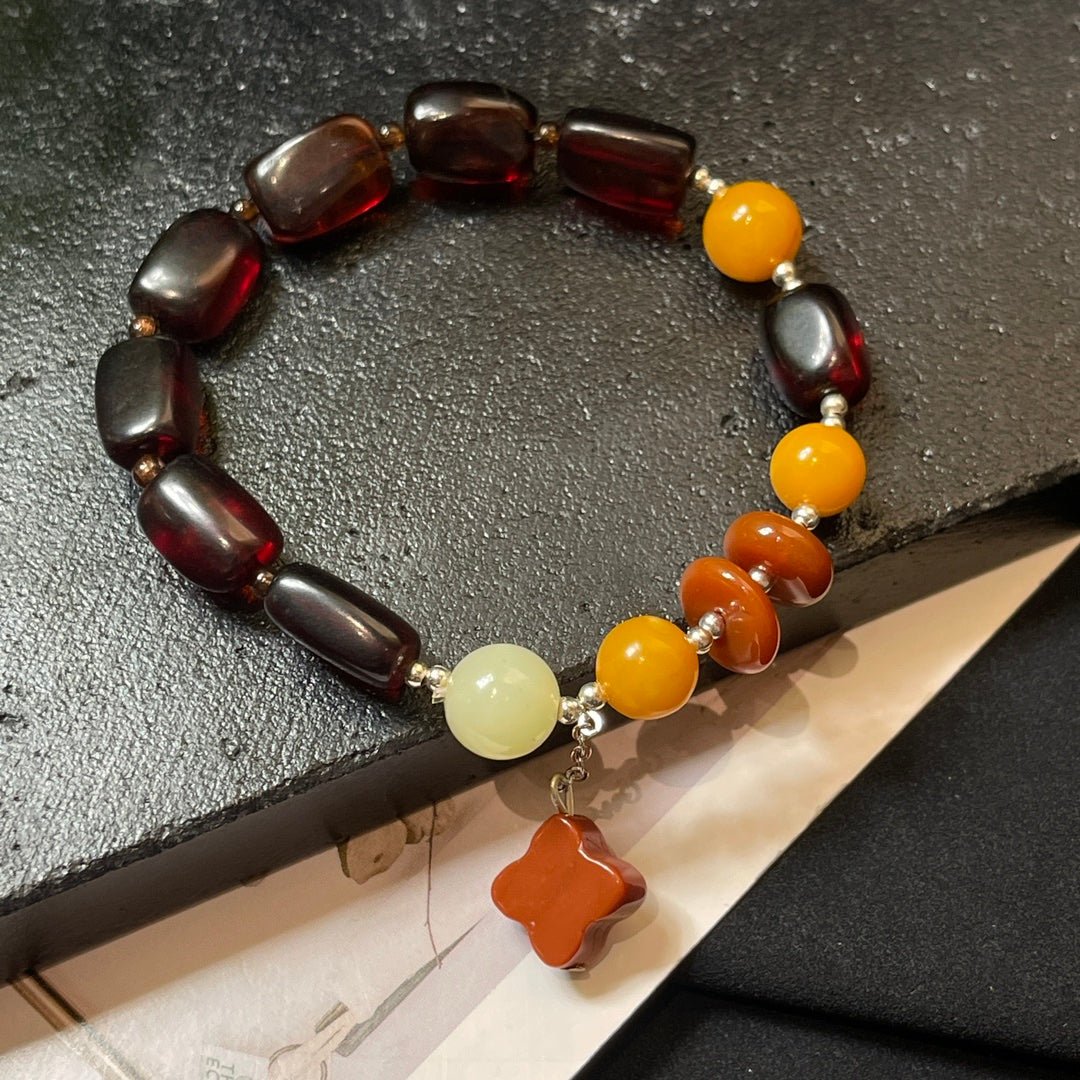 Blood amber beeswax bracelet - jewelry - weilin.com