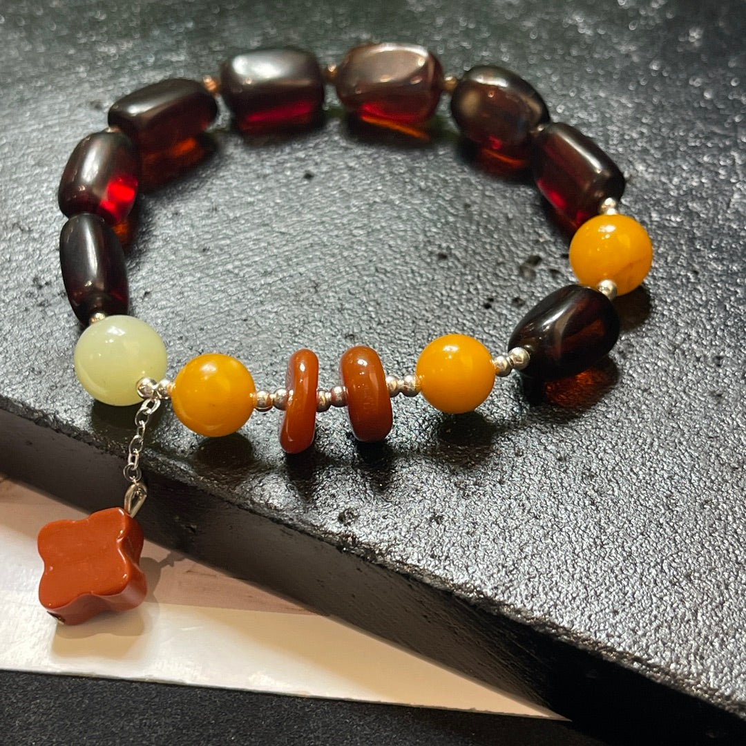 Blood amber beeswax bracelet - jewelry - weilin.com