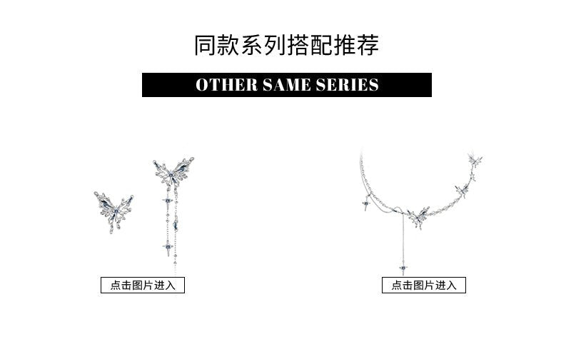 Blue pearl butterfly long pendant necklace - jewelry - weilin.com