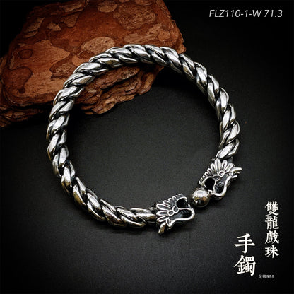 Braided Sterling Silver Men's Bracelet - jewelry - weilin.com