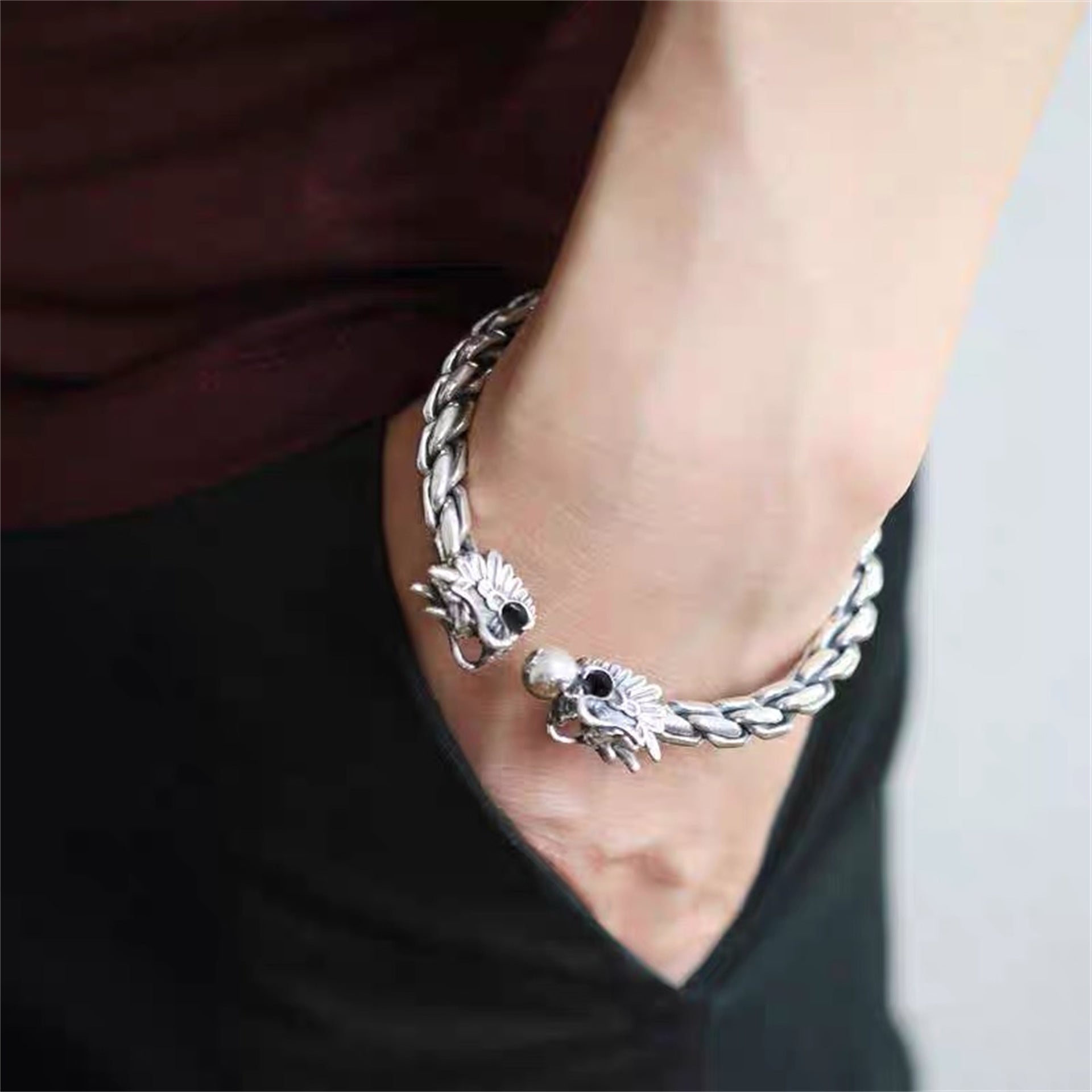 Braided Sterling Silver Men's Bracelet - jewelry - weilin.com