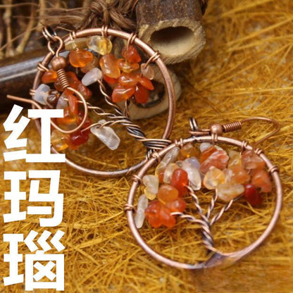 Bronze Wire Wrap Tree Earrings - jewelry - weilin.com