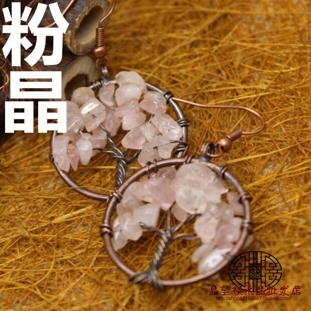Bronze Wire Wrap Tree Earrings - jewelry - weilin.com