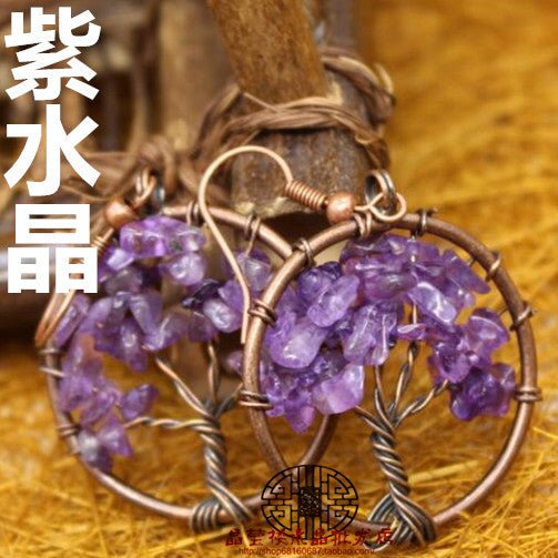 Bronze Wire Wrap Tree Earrings - jewelry - weilin.com