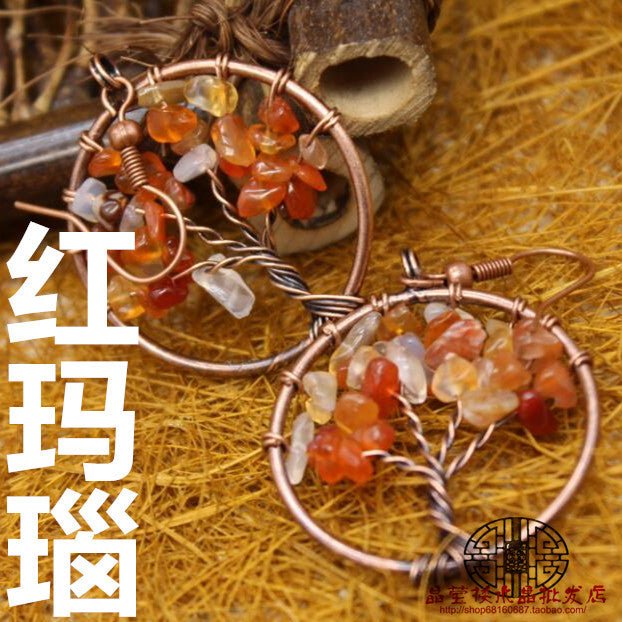 Bronze Wire Wrap Tree Earrings - jewelry - weilin.com
