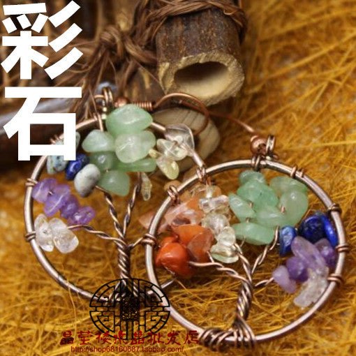 Bronze Wire Wrap Tree Earrings - jewelry - weilin.com