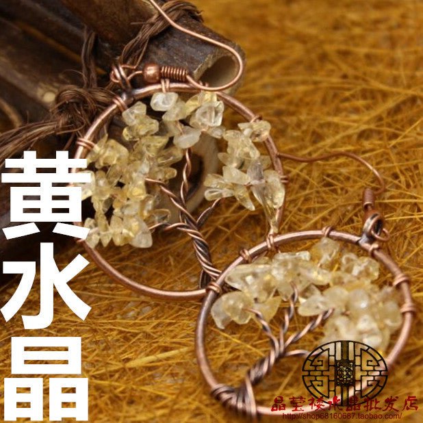 Bronze Wire Wrap Tree Earrings - jewelry - weilin.com