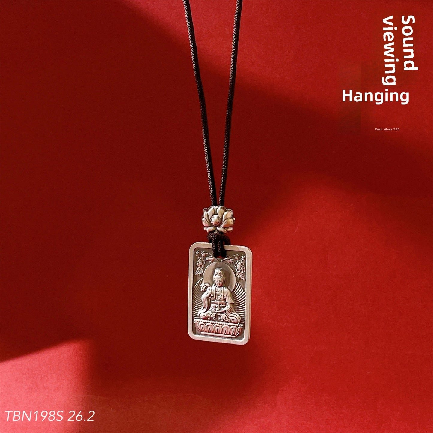 Buddhist Guanyin Statue Sterling Silver Pendant Necklace - jewelry - weilin.com