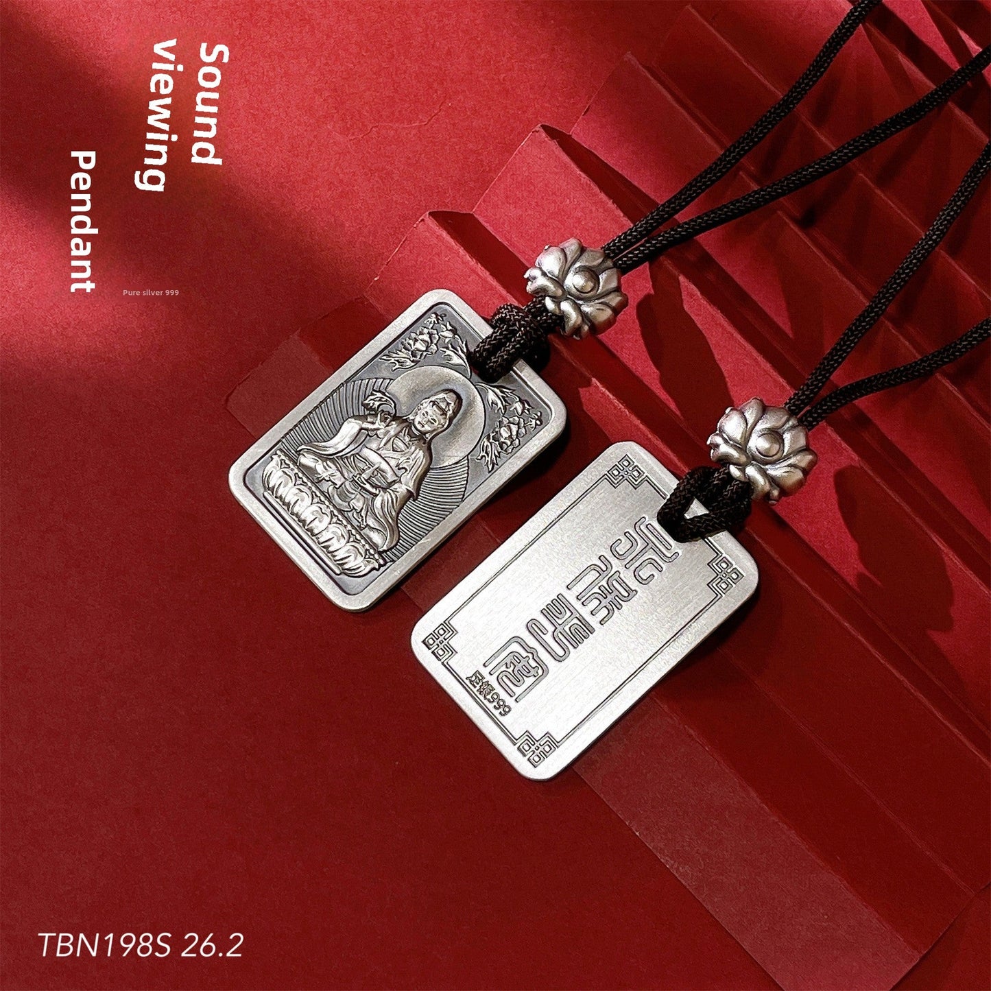 Buddhist Guanyin Statue Sterling Silver Pendant Necklace - jewelry - weilin.com