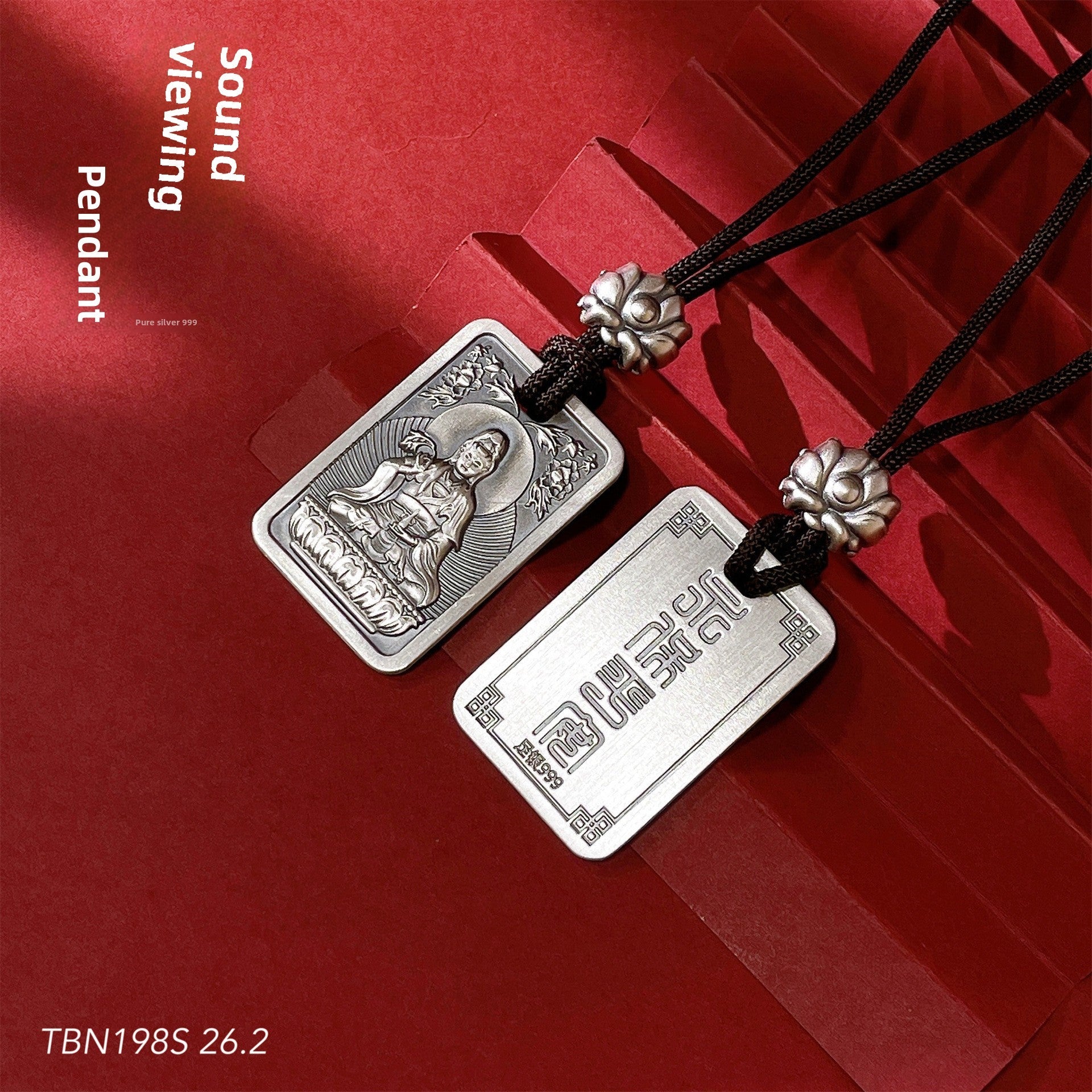 Buddhist Guanyin Statue Sterling Silver Pendant Necklace - jewelry - weilin.com