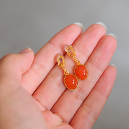 Natural Nanhong Agate Earrings