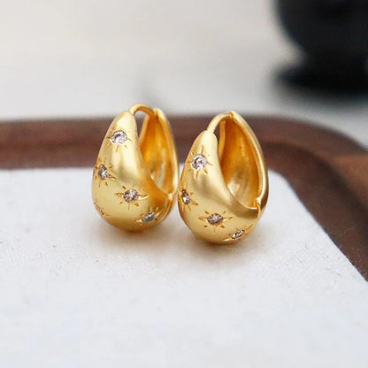 Fashion retro eight-pointed star drop zircon earrings - jewelryweilin