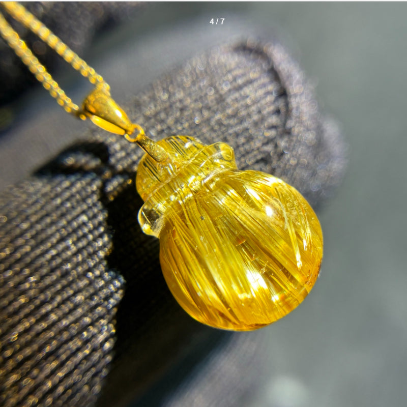 Natural Titanium Rutilated Quartz Money Bag Pendant