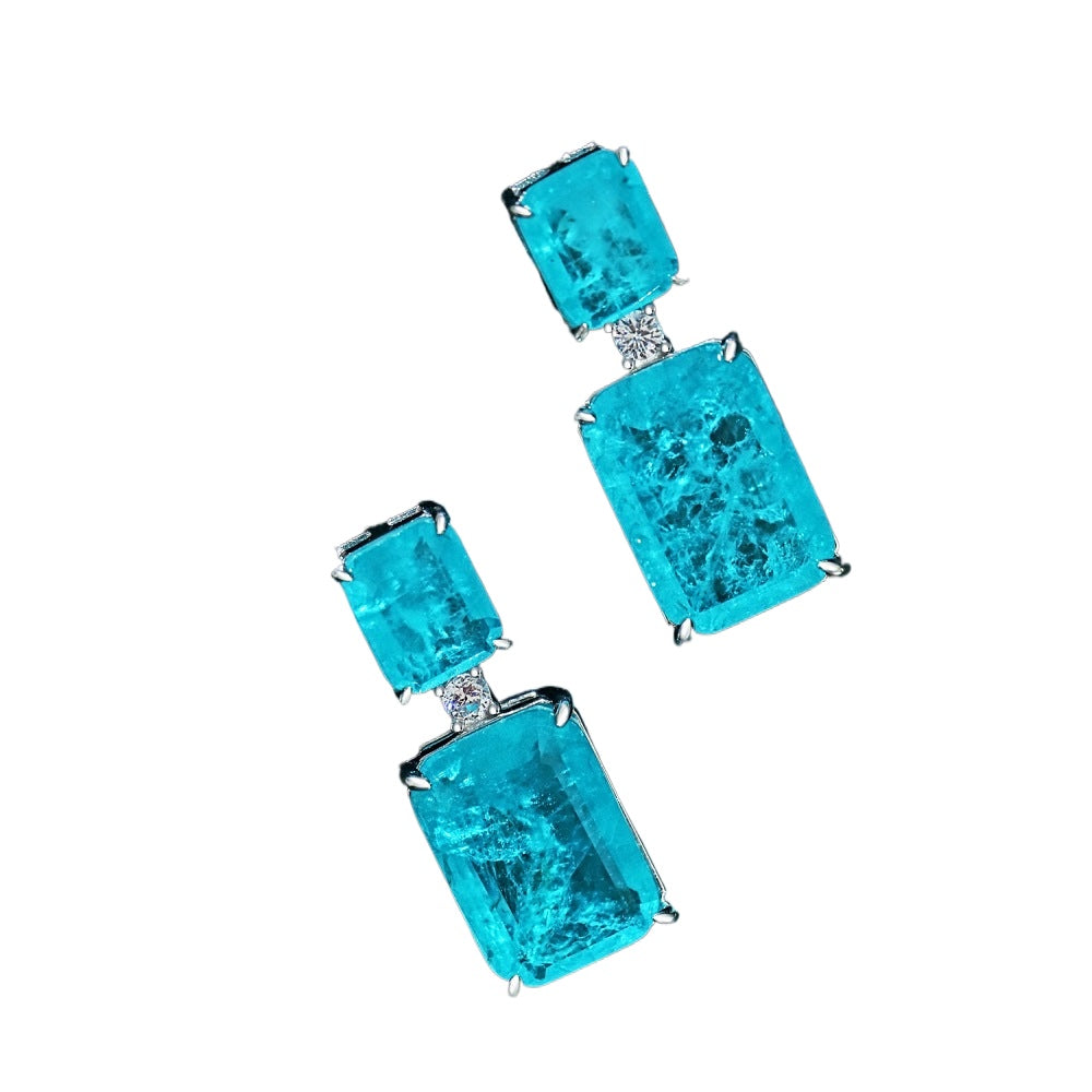 High-end clear blue earrings - jewelryweilin