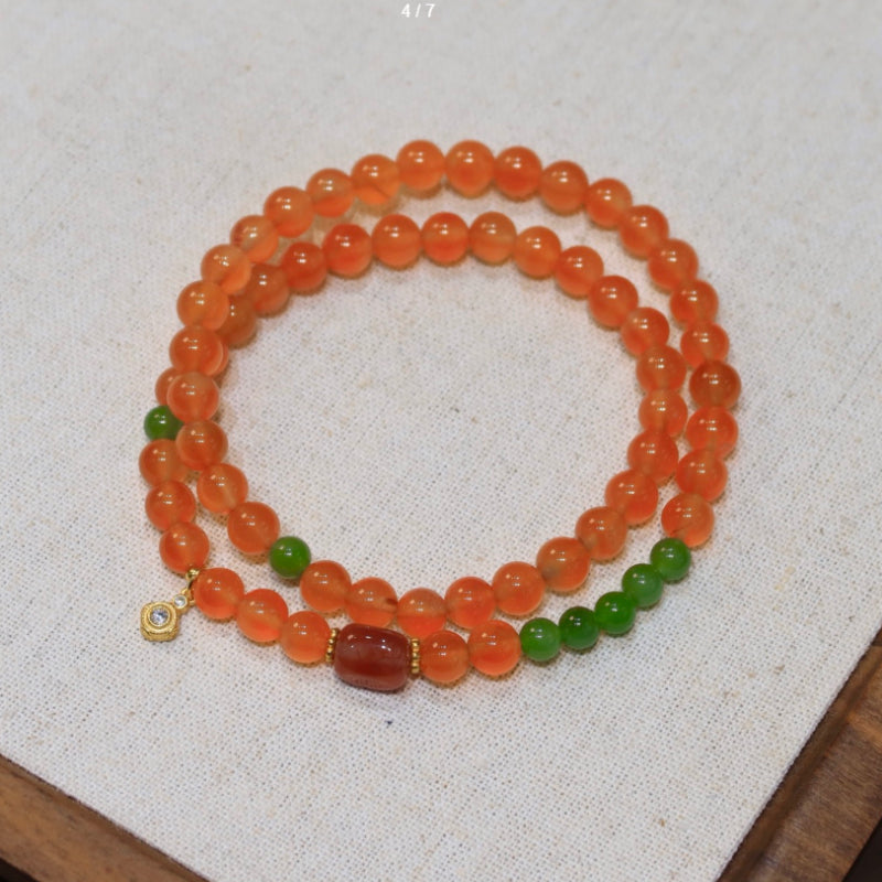 Natural Premium Baoshan Ice-Grade Red Tourmaline Double-Wrap Bracelet