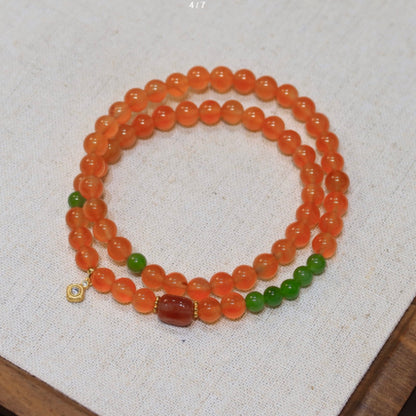 Natural Premium Baoshan Ice-Grade Red Tourmaline Double-Wrap Bracelet