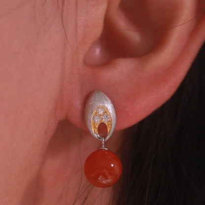 Natural Nanhong Agate Earrings