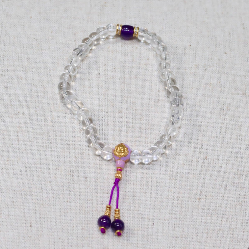 Yellow Wealth God White Crystal Elastic Bracelet