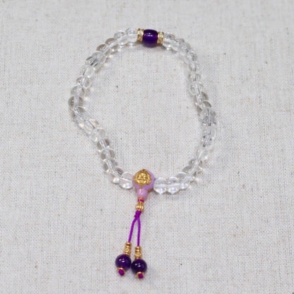 Yellow Wealth God White Crystal Elastic Bracelet