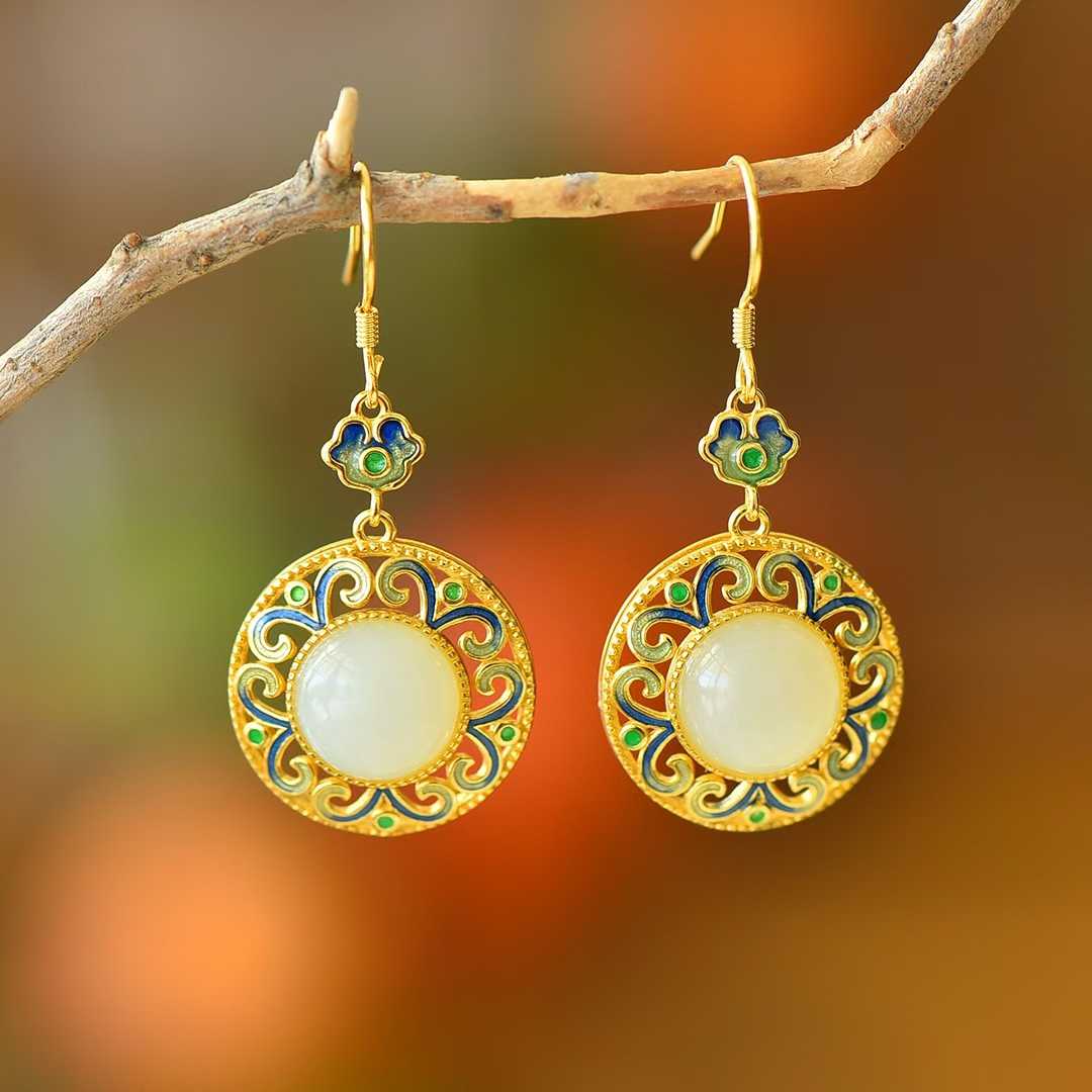 Detailed view of traditional endless blessings design on Hetian nephrite jewelry"