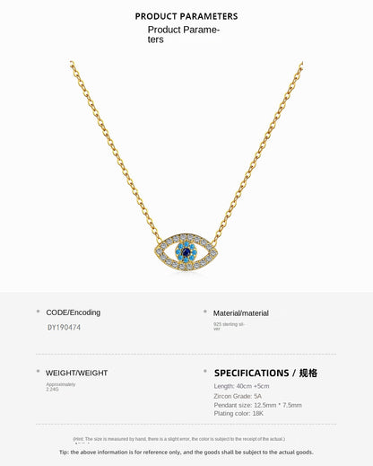 Fashion personality zircon devil eye pendant necklace - jewelryweilin