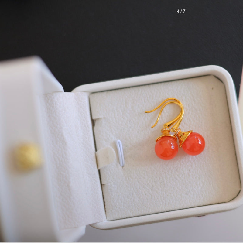 Natural Nanhong Agate Earrings