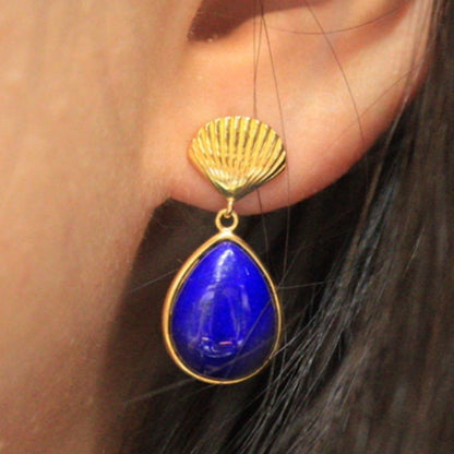Natural Lapis Lazuli Drop Earrings