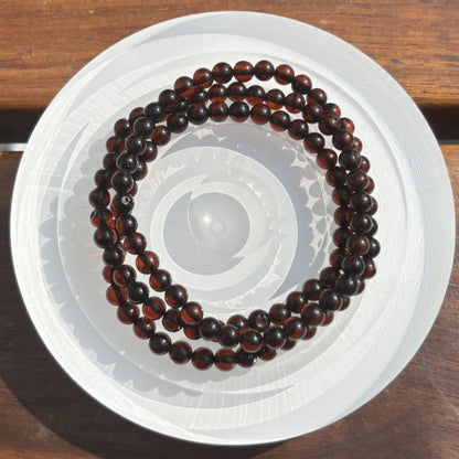 Blood amber three-ring bracelet