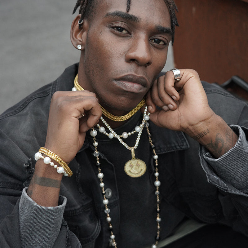 String pearl hip hop necklace