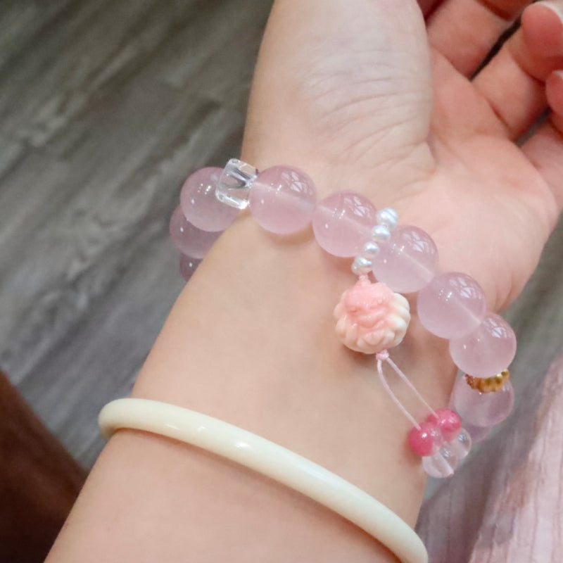 Natural Mozambique Rose Quartz Bracelet