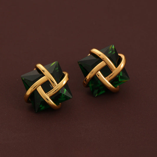 High-grade vintage exquisite green square earrings - jewelryweilin