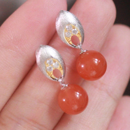 Natural Nanhong Agate Earrings