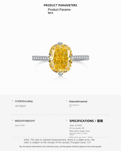 Classic noble shining ice flower cut high carbon diamond zircon ring - jewelryweilin