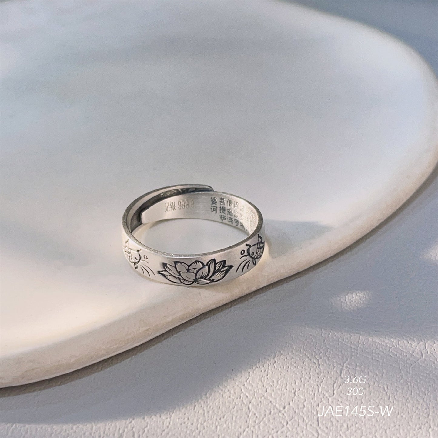 Carp Lotus Heart Ring - jewelry - weilin.com