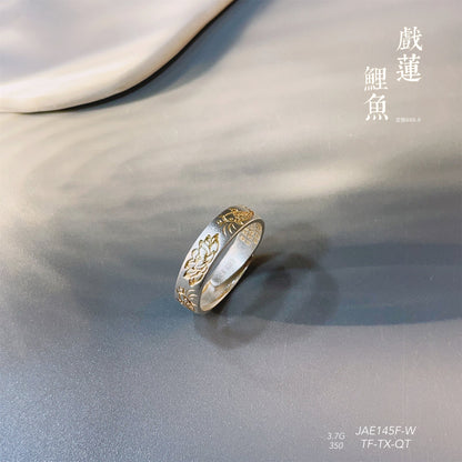 Carp Lotus Heart Ring - jewelry - weilin.com