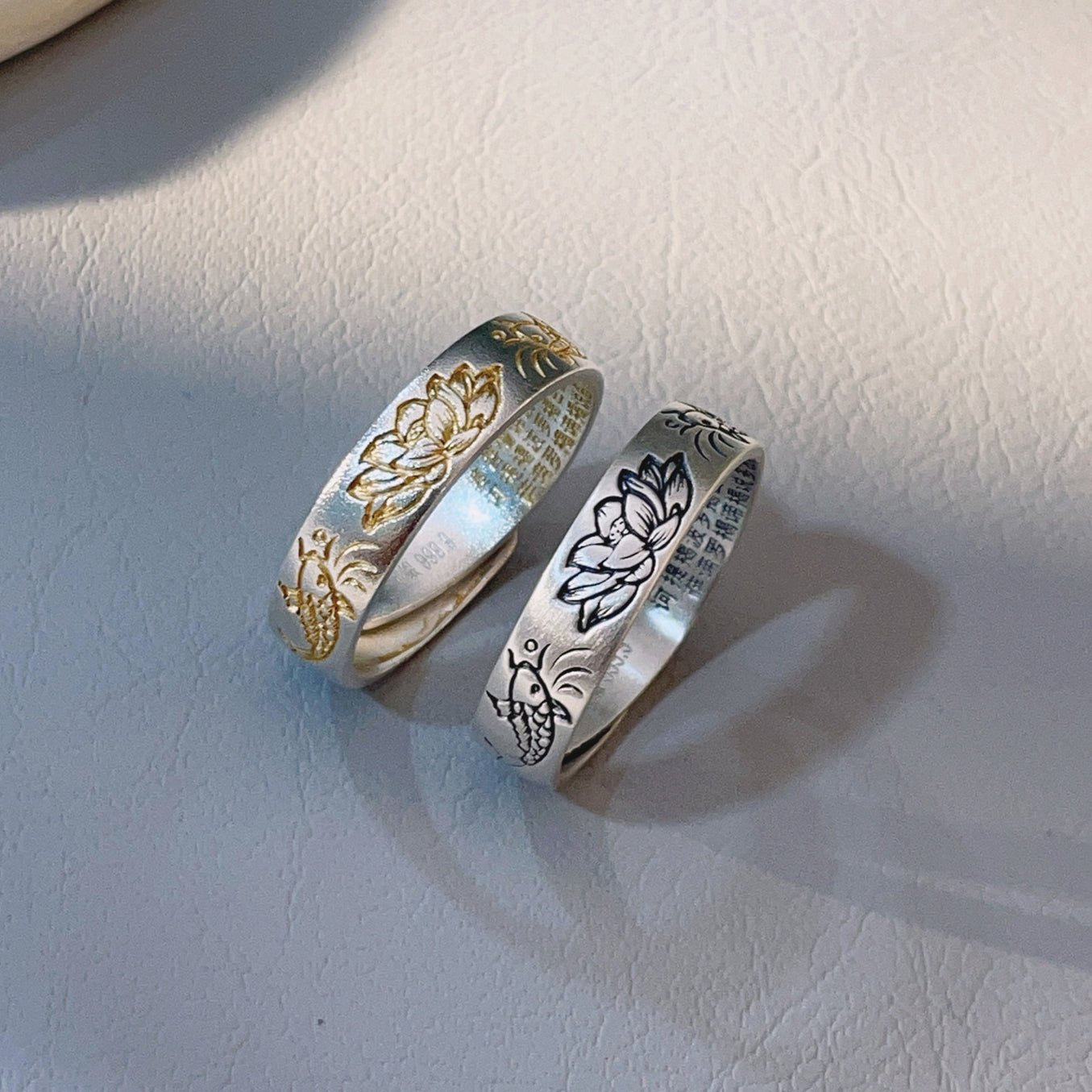 Carp Lotus Heart Ring - jewelry - weilin.com