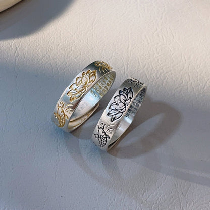Carp Lotus Heart Ring - jewelry - weilin.com