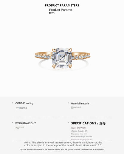 Temperament high carbon diamond stacking ring - jewelryweilin