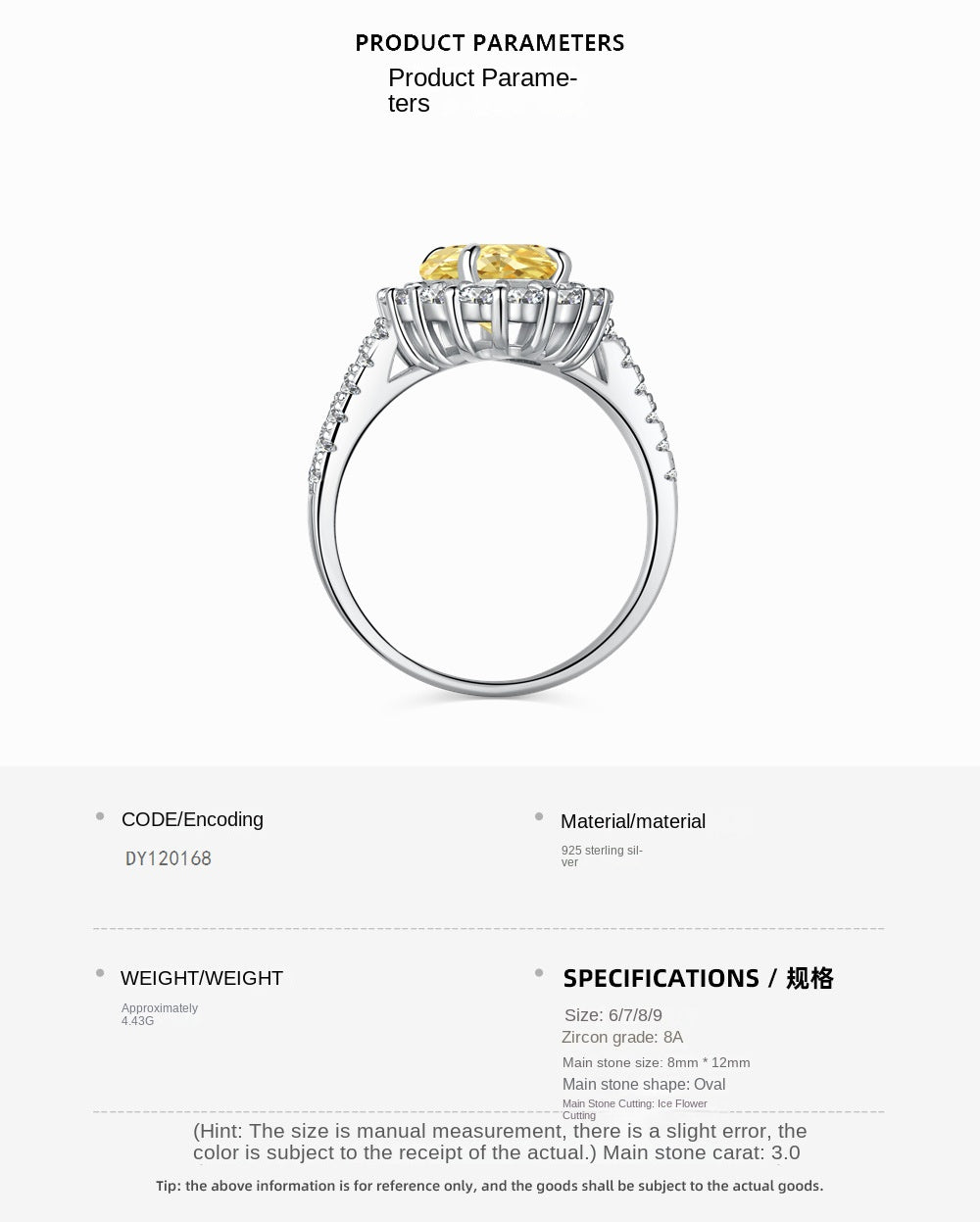 Classic noble shining ice flower cut high carbon diamond zircon ring - jewelryweilin