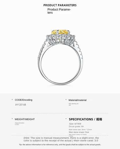 Classic noble shining ice flower cut high carbon diamond zircon ring - jewelryweilin