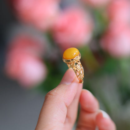 Natural Beeswax Amber Ring