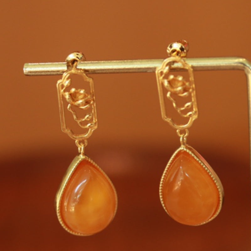 Natural Aged Amber Earrings